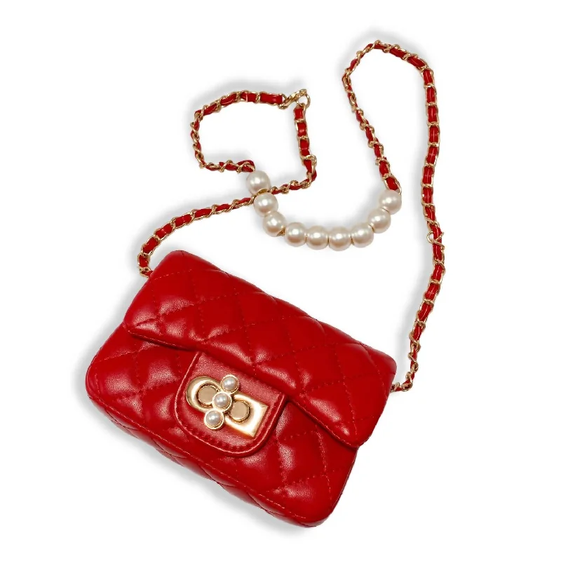 Hand - painted Canvas Crossbody Bag in Yellow for a Unique and Artistic LookPearl Closure Quilted Purse In Red Hand - painted Canvas Crossbody Bag in Yellow for a Unique and Artistic LookPearl Closure Quilted Purse In Red