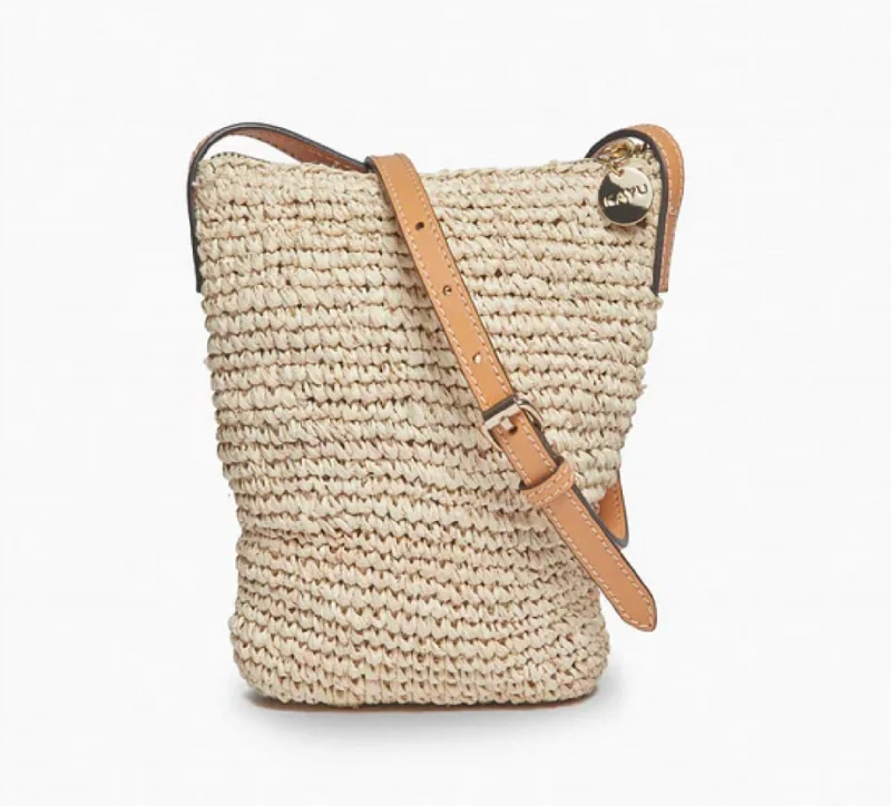 Women's Crossbody Bag with Zippered Pocket on the Back in Red for SecurityRemi Straw Crossbody Bag In Natural