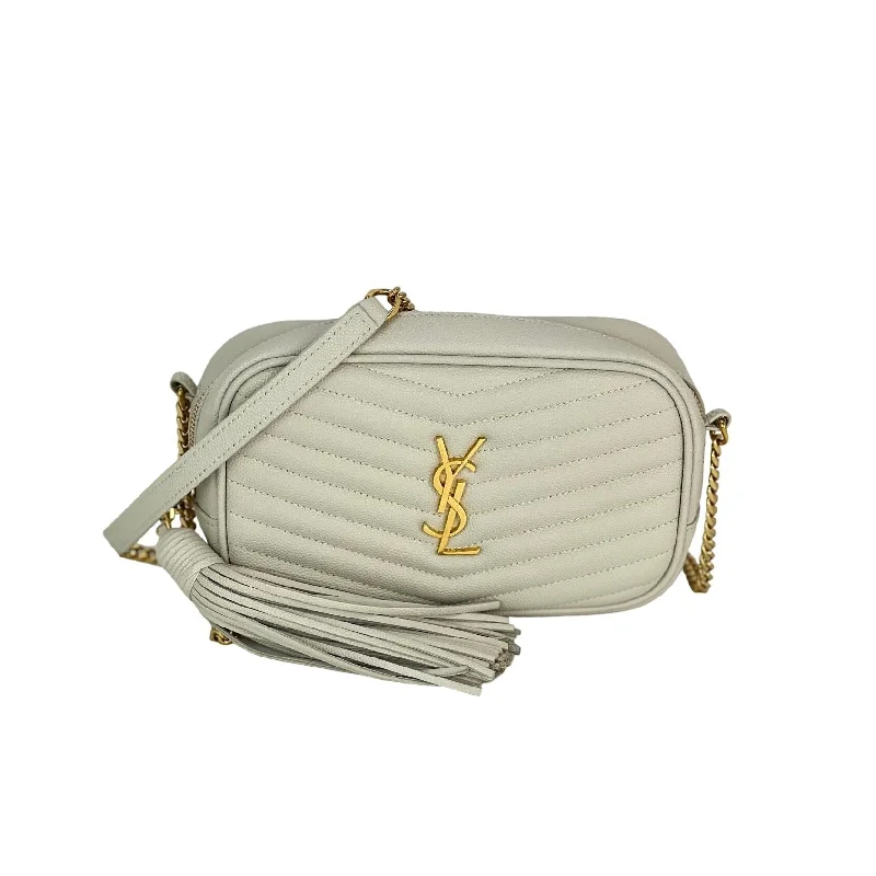 Women's Crossbody Bag with Magnetic Closure in White for Quick AccessSaint Laurent Mini Lou Camera Grain De Poudre Matelasse White Shoulder Bag Women's Crossbody Bag with Magnetic Closure in White for Quick AccessSaint Laurent Mini Lou Camera Grain De Poudre Matelasse White Shoulder Bag
