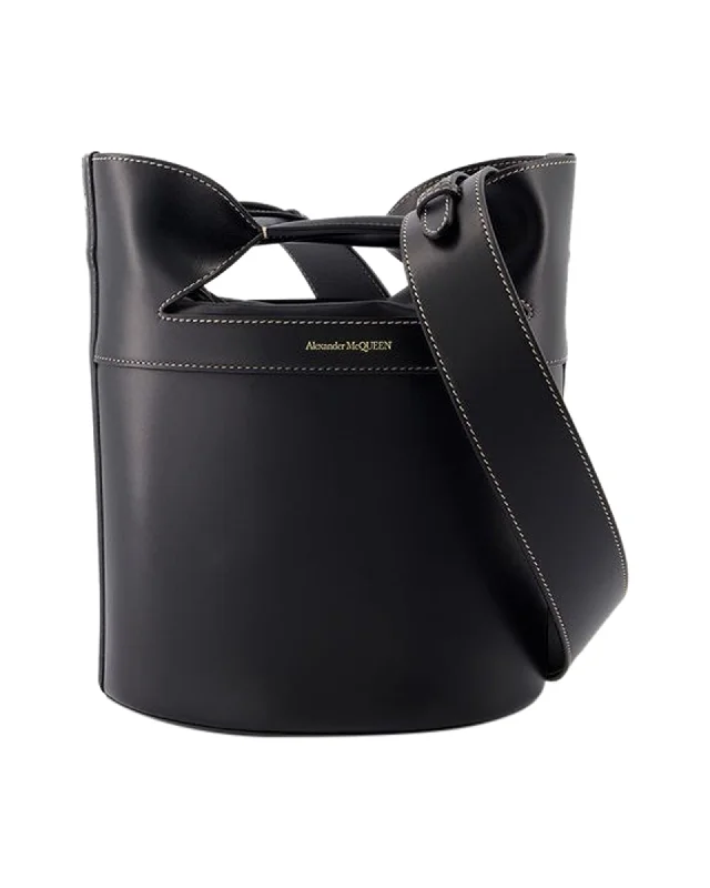 Women's Crossbody Bag with RFID - Blocking Pocket in Black for Safe TravelThe Bucket Bow Crossbody - Alexander McQueen - Leather - Black Women's Crossbody Bag with RFID - Blocking Pocket in Black for Safe TravelThe Bucket Bow Crossbody - Alexander McQueen - Leather - Black
