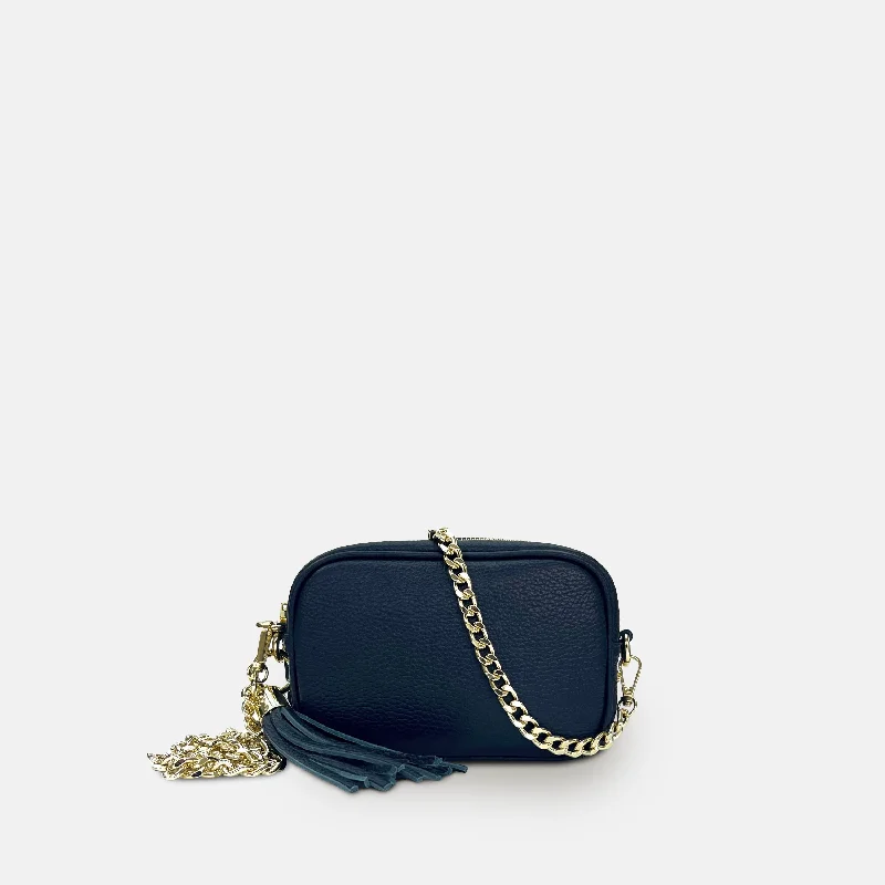 Large Faux Leather Crossbody Bag in Brown with Tassel Details for Casual TravelThe Mini Tassel Navy Leather Phone Bag With Gold Chain Crossbody Strap Large Faux Leather Crossbody Bag in Brown with Tassel Details for Casual TravelThe Mini Tassel Navy Leather Phone Bag With Gold Chain Crossbody Strap