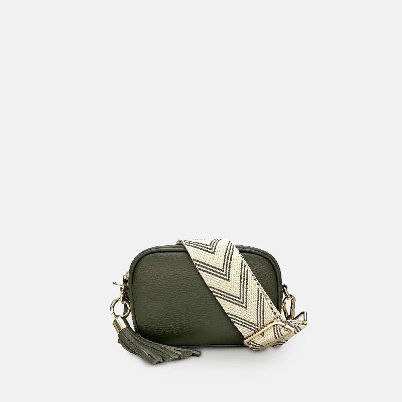 Suede Crossbody Bag in Olive Green for Fall Fashion StatementsThe Mini Tassel Olive Green Leather Phone Bag With Olive Green Arrow Strap Suede Crossbody Bag in Olive Green for Fall Fashion StatementsThe Mini Tassel Olive Green Leather Phone Bag With Olive Green Arrow Strap