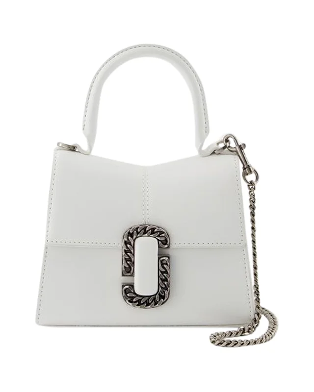 Women's Small Leather Crossbody Bag in Black with Gold Hardware for Evening PartiesThe Mini Top Handle Bag - Marc Jacobs - Leather - White Women's Small Leather Crossbody Bag in Black with Gold Hardware for Evening PartiesThe Mini Top Handle Bag - Marc Jacobs - Leather - White