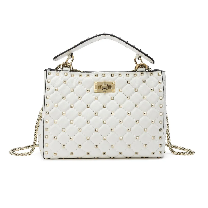 Women's Crossbody Bag with Zippered Pocket on the Back in Red for SecurityTiffany & Fred Quilted & Studded Lambskin Leather Shoulder Bag Women's Crossbody Bag with Zippered Pocket on the Back in Red for SecurityTiffany & Fred Quilted & Studded Lambskin Leather Shoulder Bag