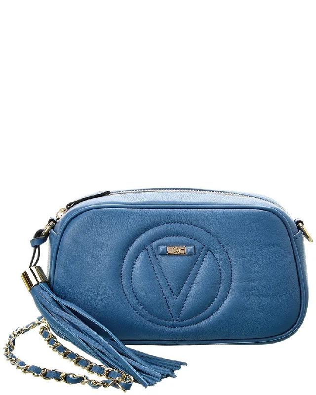 Leather - Trimmed Denim Crossbody Bag in Blue for a Vintage - Inspired LookValentino by Mario Valentino Bella Leather Crossbody Leather - Trimmed Denim Crossbody Bag in Blue for a Vintage - Inspired LookValentino by Mario Valentino Bella Leather Crossbody