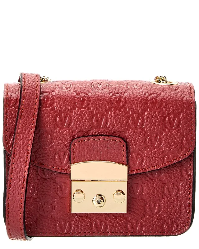 Leather - Trimmed Denim Crossbody Bag in Blue for a Vintage - Inspired LookValentino by Mario Valentino Bijou Dollaro Monogram Leather Crossbody Leather - Trimmed Denim Crossbody Bag in Blue for a Vintage - Inspired LookValentino by Mario Valentino Bijou Dollaro Monogram Leather Crossbody