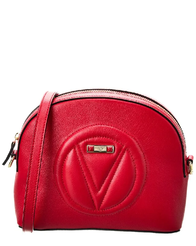 Women's Mini Crossbody Bag in Pink Velvet with Rhinestone Accents for Girls' Nights OutValentino by Mario Valentino Diana Signature Leather Crossbody Women's Mini Crossbody Bag in Pink Velvet with Rhinestone Accents for Girls' Nights OutValentino by Mario Valentino Diana Signature Leather Crossbody