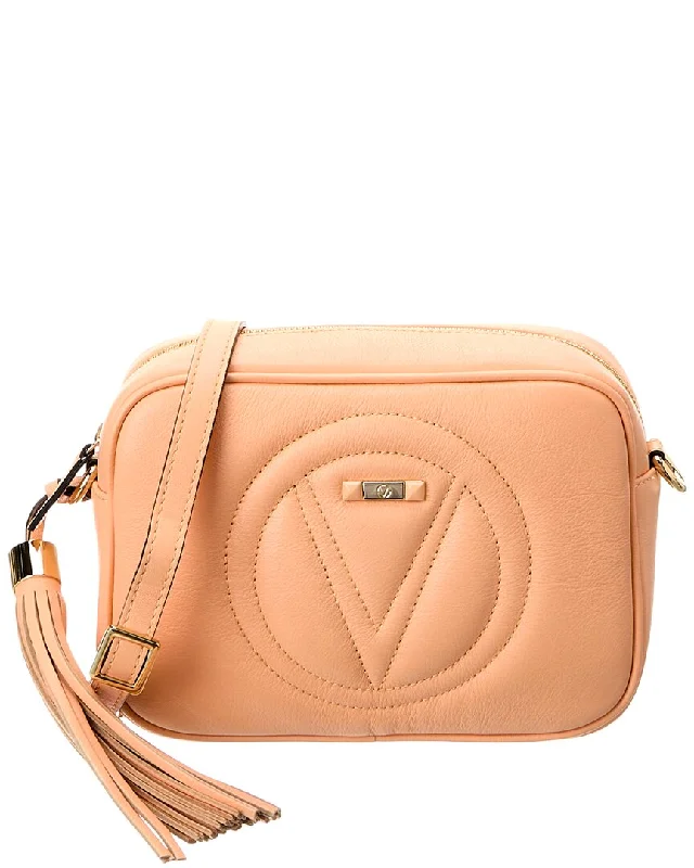 Women's Small Leather Crossbody Bag in Black with Gold Hardware for Evening PartiesValentino by Mario Valentino Mia Signature Leather Crossbody Women's Small Leather Crossbody Bag in Black with Gold Hardware for Evening PartiesValentino by Mario Valentino Mia Signature Leather Crossbody