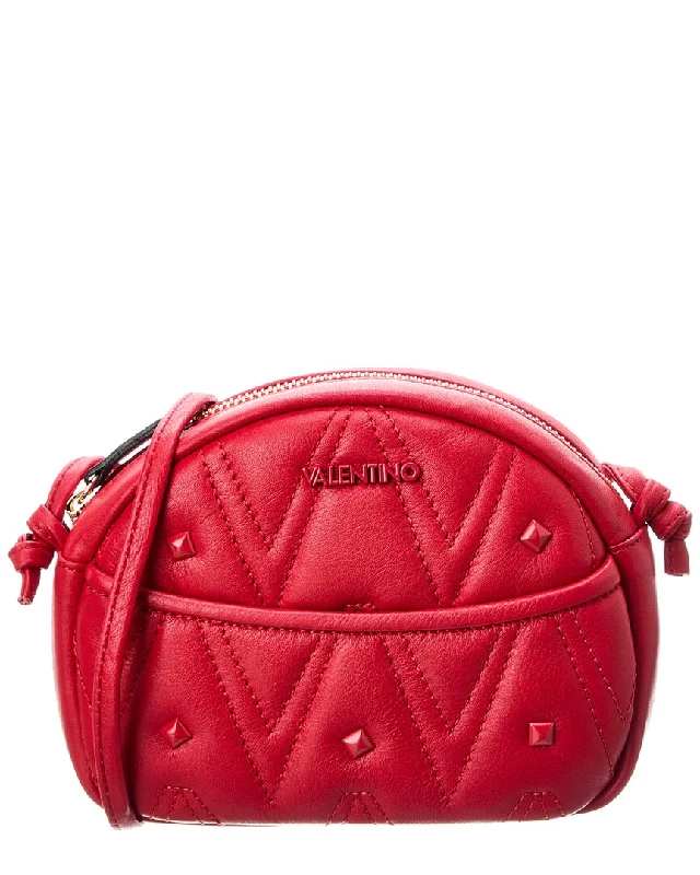 Women's Crossbody Bag with Zippered Pocket on the Back in Red for SecurityValentino by Mario Valentino Moony Diamond Leather Crossbody Women's Crossbody Bag with Zippered Pocket on the Back in Red for SecurityValentino by Mario Valentino Moony Diamond Leather Crossbody