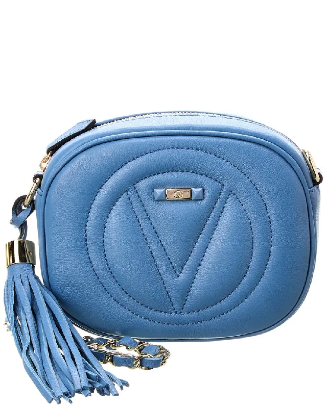 Women's Small Leather Crossbody Bag in Black with Gold Hardware for Evening PartiesValentino by Mario Valentino Nina Signature Leather Crossbody Women's Small Leather Crossbody Bag in Black with Gold Hardware for Evening PartiesValentino by Mario Valentino Nina Signature Leather Crossbody