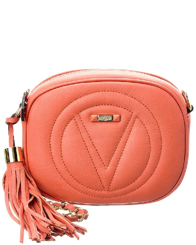 Hand - painted Canvas Crossbody Bag in Yellow for a Unique and Artistic LookValentino by Mario Valentino Nina Signature Leather Crossbody Hand - painted Canvas Crossbody Bag in Yellow for a Unique and Artistic LookValentino by Mario Valentino Nina Signature Leather Crossbody