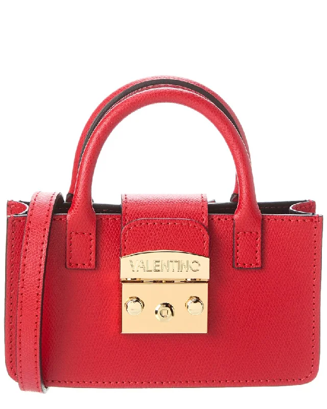 Leather - Trimmed Denim Crossbody Bag in Blue for a Vintage - Inspired LookValentino by Mario Valentino Poppy Top Handle Leather Crossbody Leather - Trimmed Denim Crossbody Bag in Blue for a Vintage - Inspired LookValentino by Mario Valentino Poppy Top Handle Leather Crossbody