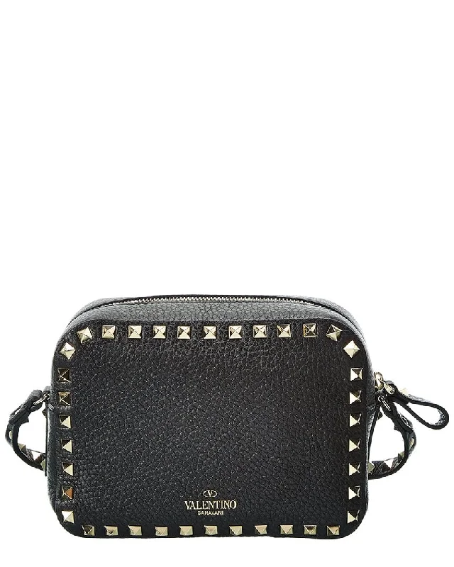 Women's Crossbody Bag with Adjustable Strap in Orange for Customizable ComfortValentino Rockstud Grainy Leather Camera Bag Women's Crossbody Bag with Adjustable Strap in Orange for Customizable ComfortValentino Rockstud Grainy Leather Camera Bag