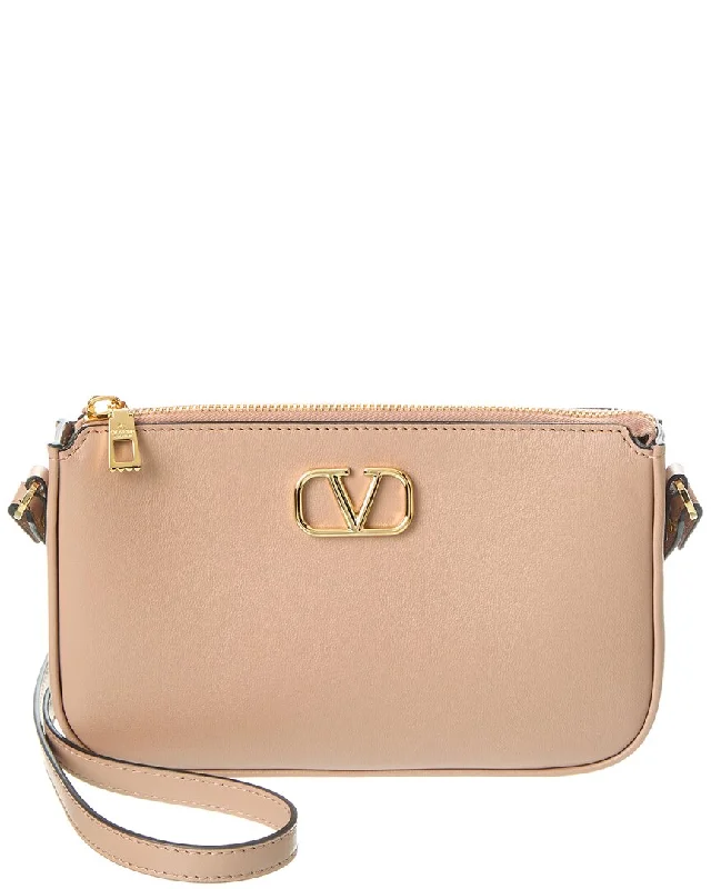 Leather - Trimmed Denim Crossbody Bag in Blue for a Vintage - Inspired LookValentino VLogo Signature Mini Leather Crossbody Leather - Trimmed Denim Crossbody Bag in Blue for a Vintage - Inspired LookValentino VLogo Signature Mini Leather Crossbody