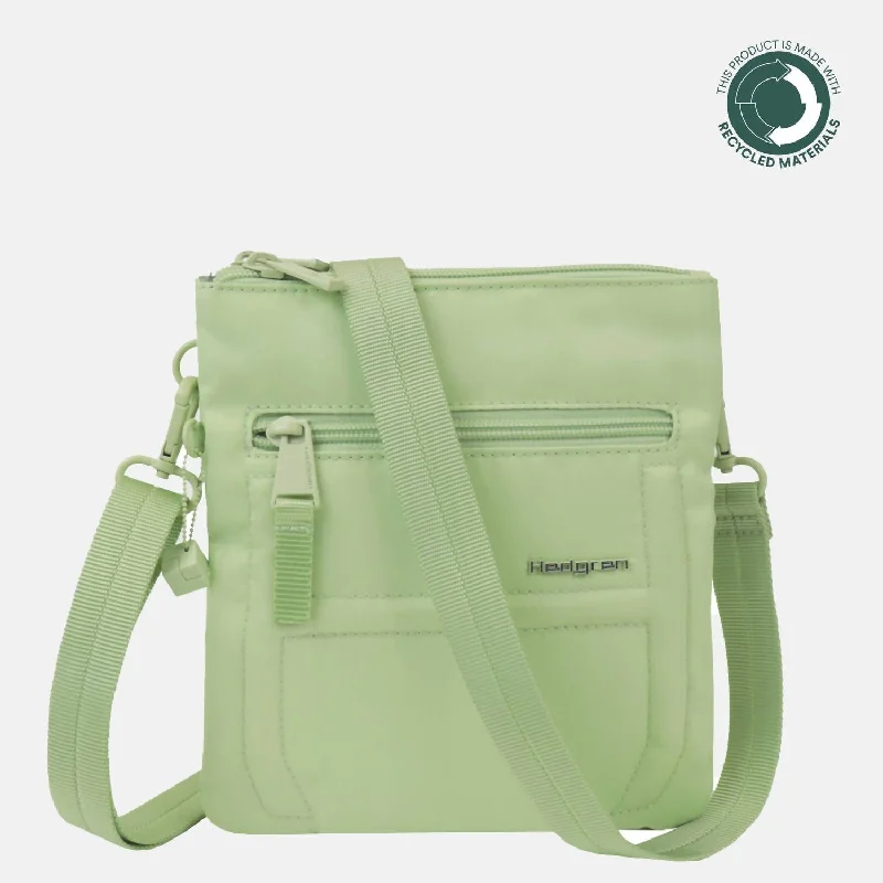 Leather - Trimmed Denim Crossbody Bag in Blue for a Vintage - Inspired LookWomen's Helm Crossbody Bag In Opaline Lime Leather - Trimmed Denim Crossbody Bag in Blue for a Vintage - Inspired LookWomen's Helm Crossbody Bag In Opaline Lime