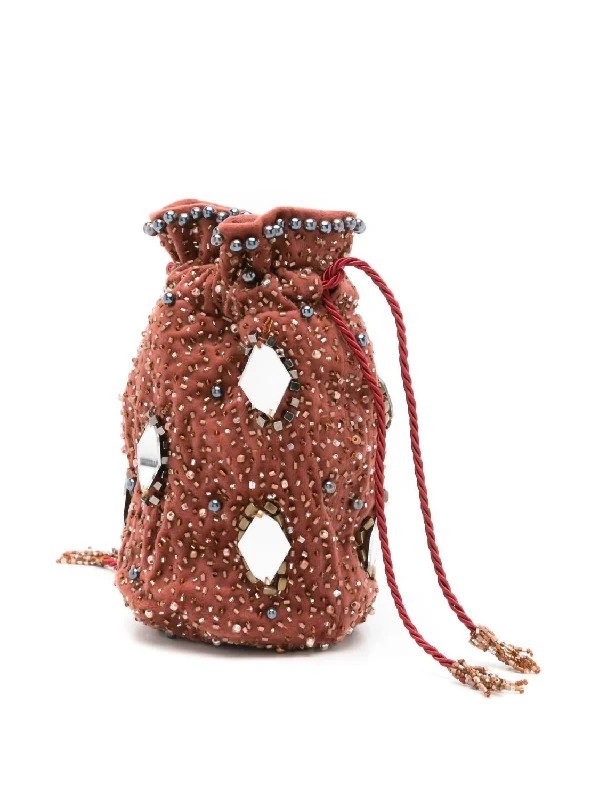 Women's Crossbody Bag with Zippered Pocket on the Back in Red for SecurityWomen's Mimi Crossbody Bucket Bag In Red