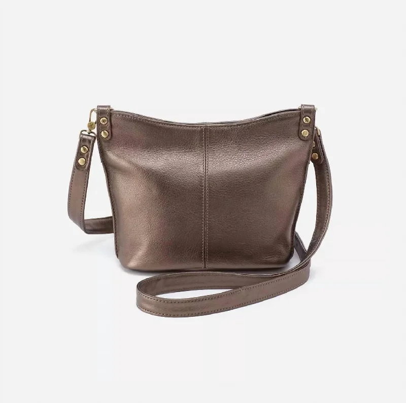 Leather - Trimmed Denim Crossbody Bag in Blue for a Vintage - Inspired LookWomen's Pier Small Crossbody Bag In Pewter Leather - Trimmed Denim Crossbody Bag in Blue for a Vintage - Inspired LookWomen's Pier Small Crossbody Bag In Pewter