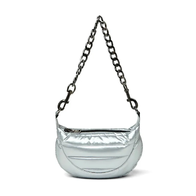 Waterproof Nylon Crossbody Bag in Navy Blue for Outdoor Hiking TripsWomen's Tiny Dancer Bag In Silver Liquid Waterproof Nylon Crossbody Bag in Navy Blue for Outdoor Hiking TripsWomen's Tiny Dancer Bag In Silver Liquid